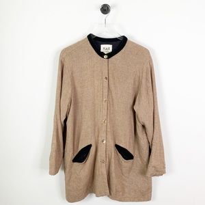 Vintage flax lagenlook button-down collarless top